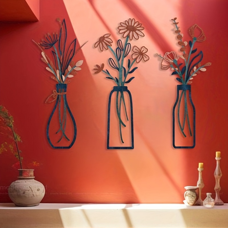 Home Decor Event - 3 منحوتات جدارية كبيرة بتصميم زهور