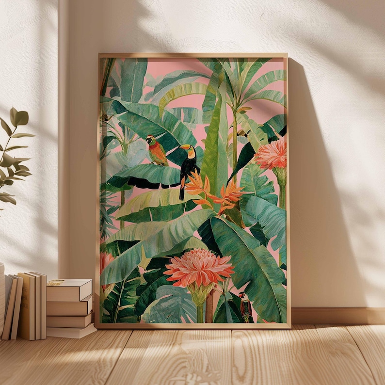 Home Decor Trends - لوحة قماشية استوائية عتيقة الطراز، طباعة
