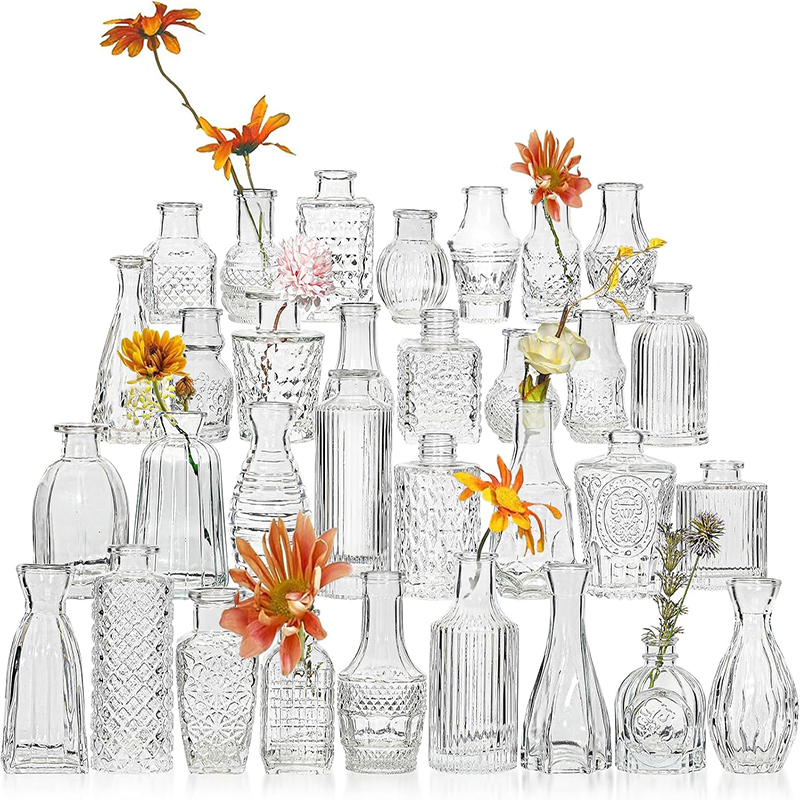 Glass Vase Nordic - مزهرية زجاجية شفافة منقوشة من الشمال