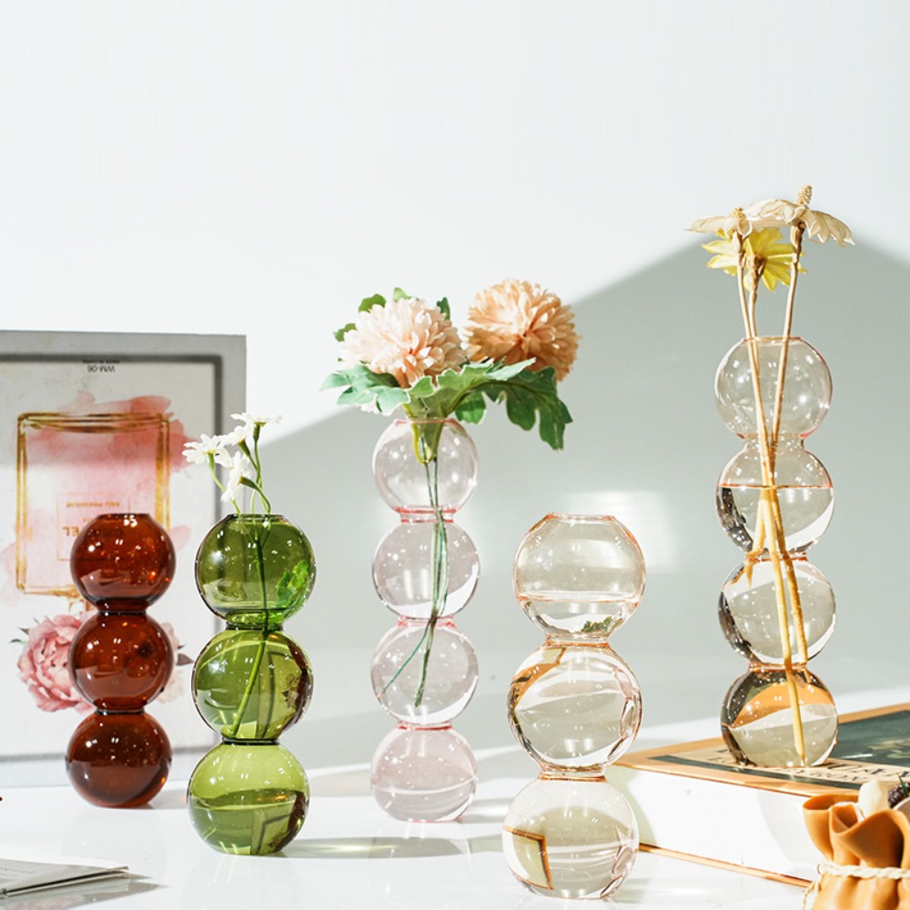 Glass Vase Nordic - أسلوب بسيط مزهرية زجاجية ملونة شفافة