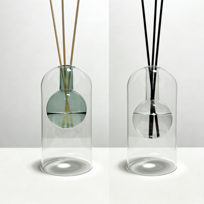 Glass Vase Nordic - زجاجة ناشر عطر زجاجية مزدوجة الجدار