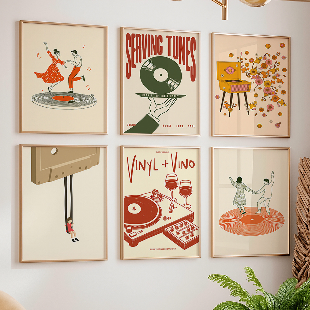 Home Decor Trends - لوحة قماشية موسيقية عتيقة الطراز بدون
