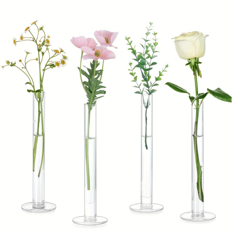 Glass Vase Nordic - 4 قطع من المزهريات الأكريليكية النحيفة