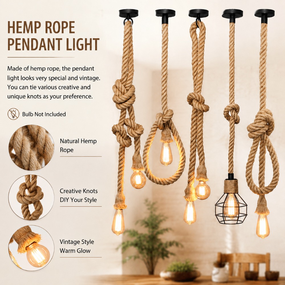 مصباح معلق من الحبل القنبي بتص - مراجعة Rope Light Decoration وسعره